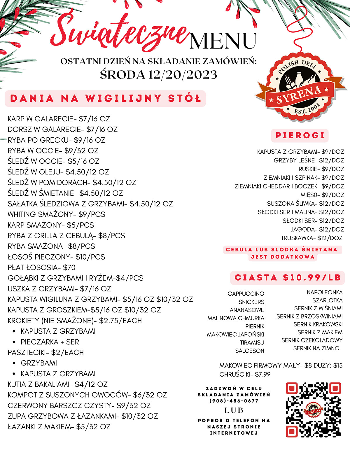 Polski sklep w NJ, Syrena Polish Deli w Linden, zaprasza na świąteczne