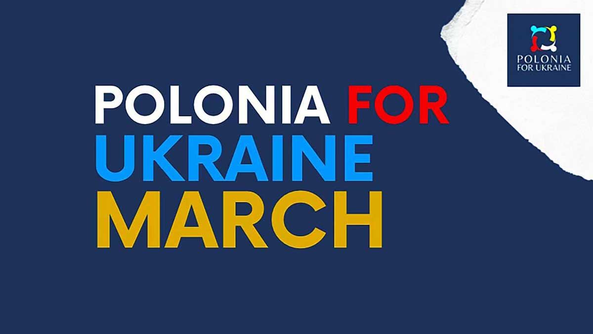 #Polonia4Ukraine. Marsz poparcia Polonii dla Ukrainy. Washington Square Park, Nowy Jork