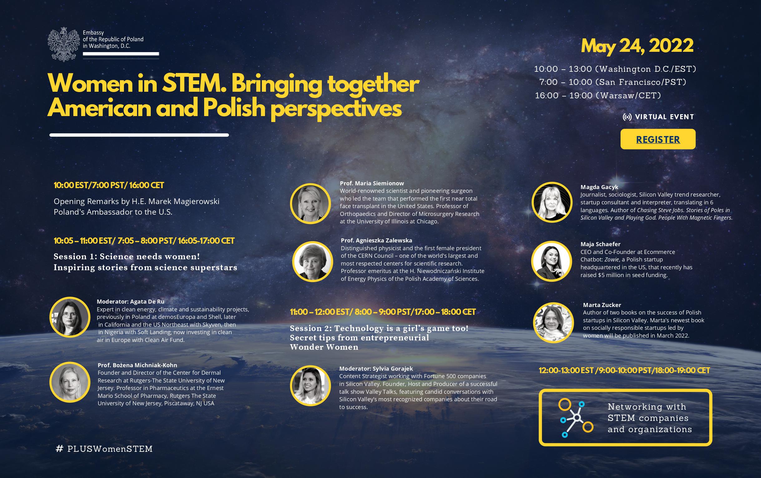 May 24th's “Women in STEM: Bringing together Polish and American perspectives” - Virtual Event
