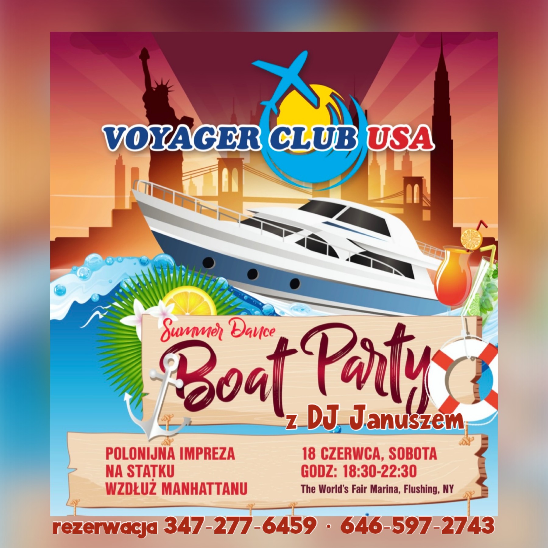 Polonijna impreza na statku wzdłuż Manhattanu - Summer Dance Boat Party in New York