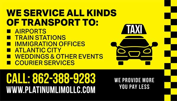 Przewozy na lotniska, wesela i kurierskie w NY i NJ. Polski serwis Taxi i Limo. Platinum Limo Service LLC
