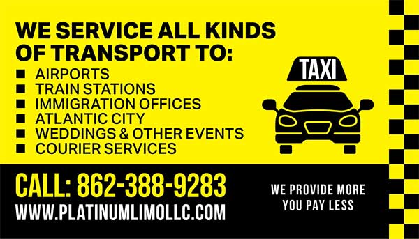 Transport, przewozy na lotniska, na wesela i kurierskie w Nowym Jorku i New Jersey. Polski serwis Taxi i Limo. Platinum Limo Service LLC