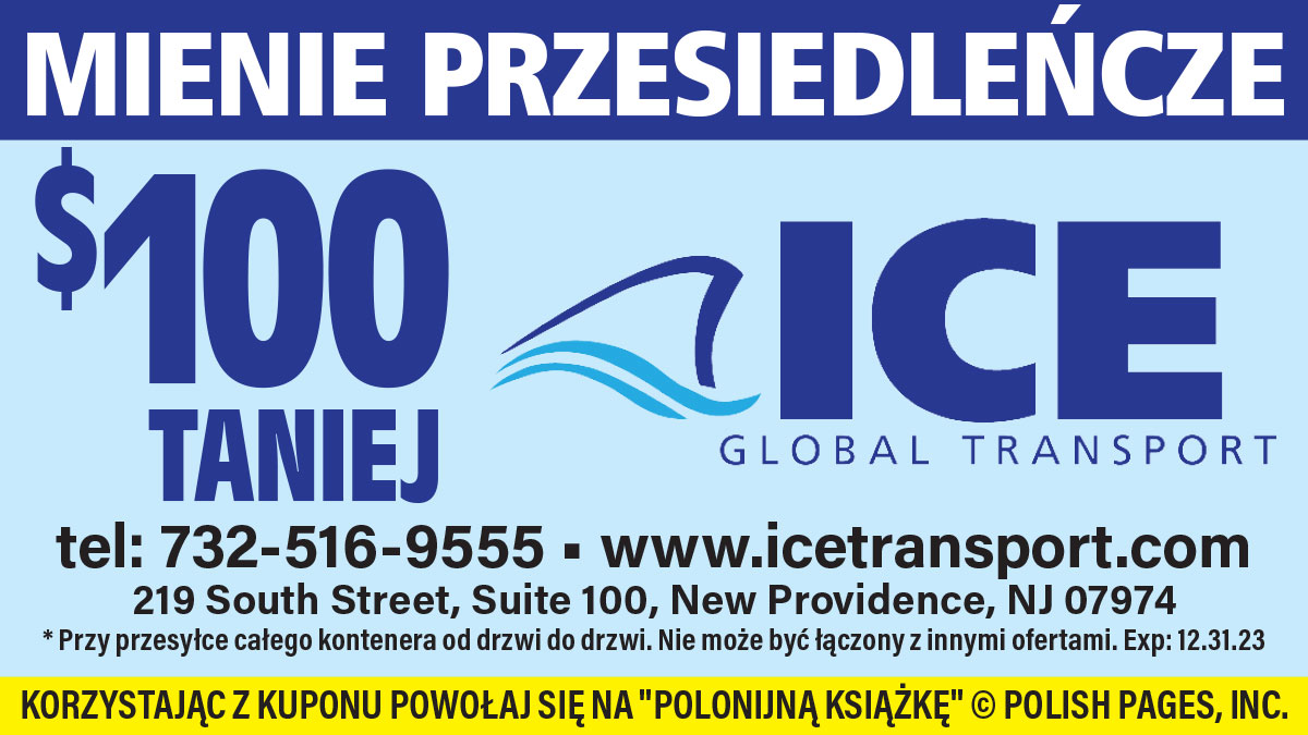 Zniżka na mienie przesiedleńcze i samochody z USA do Polski z ICE Global Transport, NJ