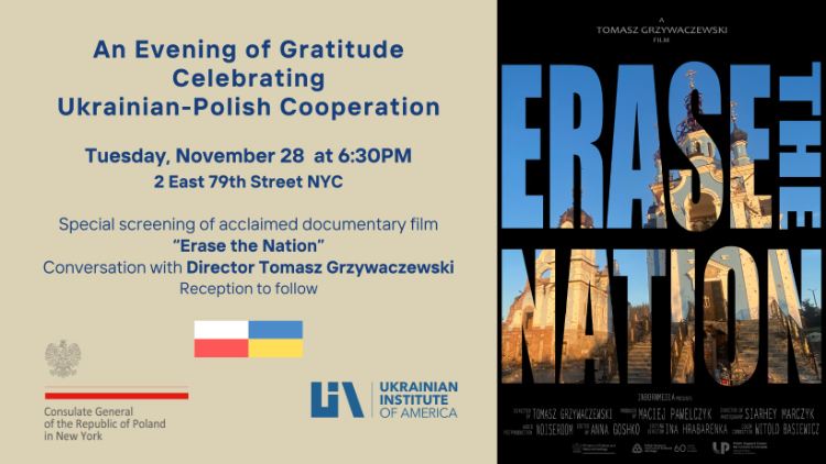 Pokaz filmu "Erase the Nation", w reżyserii Tomasza Grzywaczewskiego, w Ukraine Institute of America 
