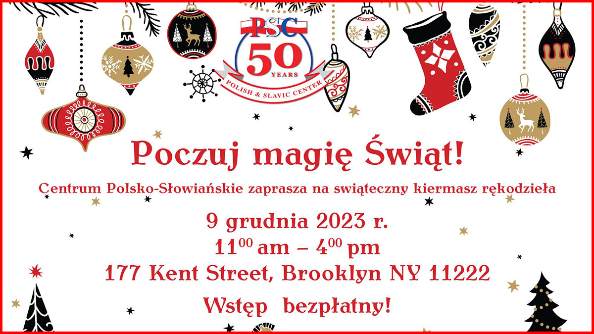 Centrum Polsko-Słowiańskie na Greenpoincie zaprasza na świąteczny kiermasz rękodzieła! - 9 grudnia