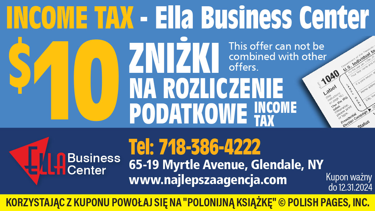 Rozlicz podatki - Income Tax na Glendale po polsku. Agencja Ella Business Center w Nowym Jorku