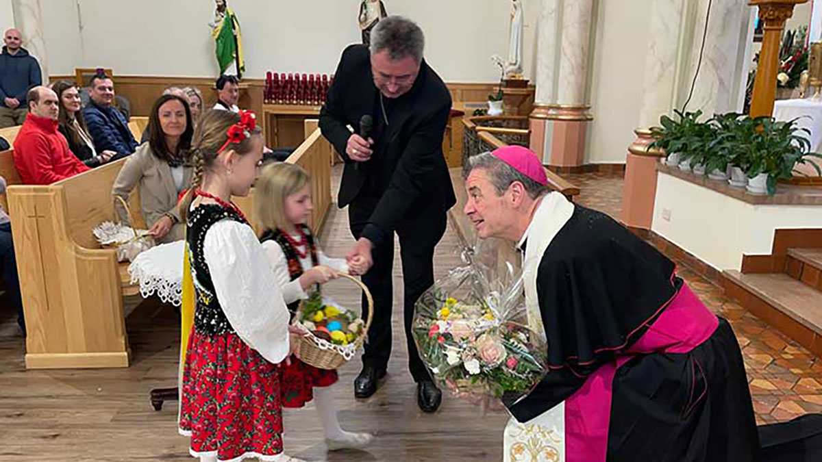 Bishop Witold Mroziewski will be blessing Easter baskets on Saturday in Maspeth, NY
