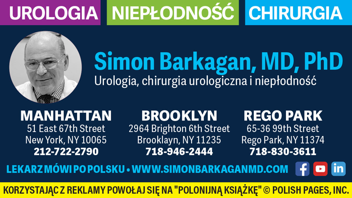 Urolog w Nowym Jorku. Simon Barkagan MD, Phd mówi po polsku