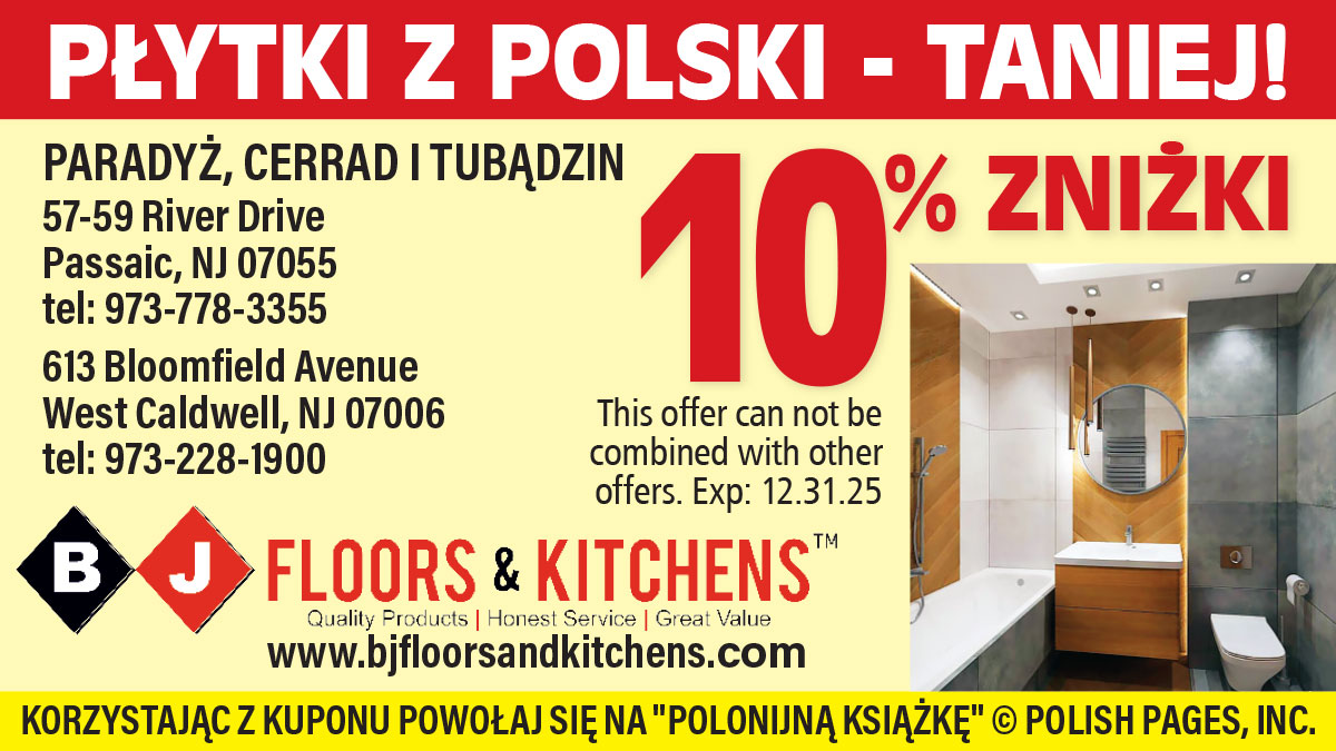 Zniżka na polskie płytki do kuchni i łazienek w New Jersey. Sklepy z materiałami budowlanymi, BJ Floors & Kitchens