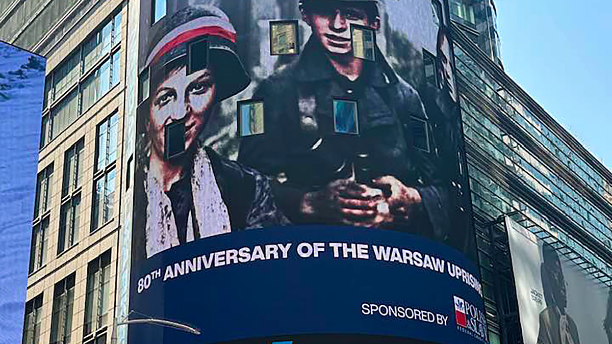 Animacja upamiętniająca 80. Rocznicę Wybuchu Powstania Warszawskiego na Times Square