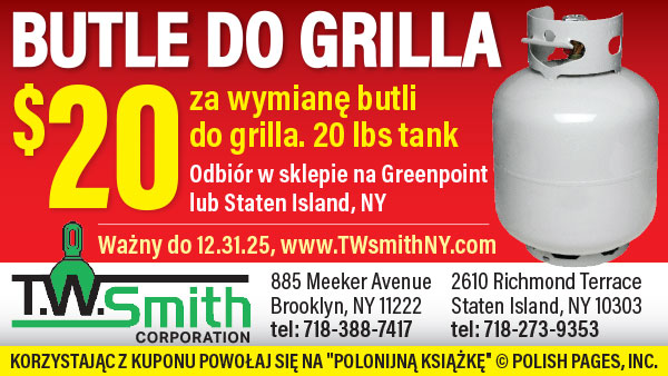 Wymiana butli gazowych na Brooklynie i Staten Island. Dostawa następnego dnia. T.W. Smith Corporation w Nowym Jorku