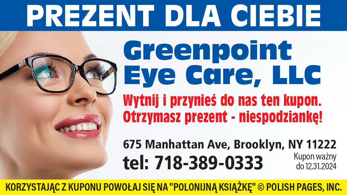 Okulista w Nowym Jorku w Greenpoint Eye Care, Michał Kiselow robi badania DMV i mówi po polsku